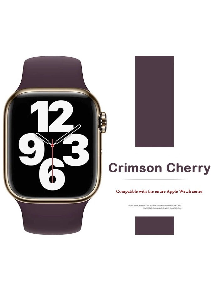 Samu Apple Watchband 42MM/44MM/45MM/49MM Silicone Strap for Apple Watch All Series Crimson Cherry - Image 1