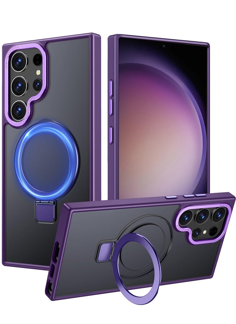 Eligo - for Samsung S23 Ultra Case, Compatible with MagSafe, Magnetic Cover with Invisible Stand, Translucent Matte Back Shockproof Case, Slim Full Protection Phone Case for Galaxy S23 Ultra 5G (Purple) - Image 1