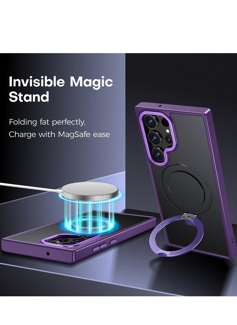 Eligo - for Samsung S23 Ultra Case, Compatible with MagSafe, Magnetic Cover with Invisible Stand, Translucent Matte Back Shockproof Case, Slim Full Protection Phone Case for Galaxy S23 Ultra 5G (Purple) - Image 1
