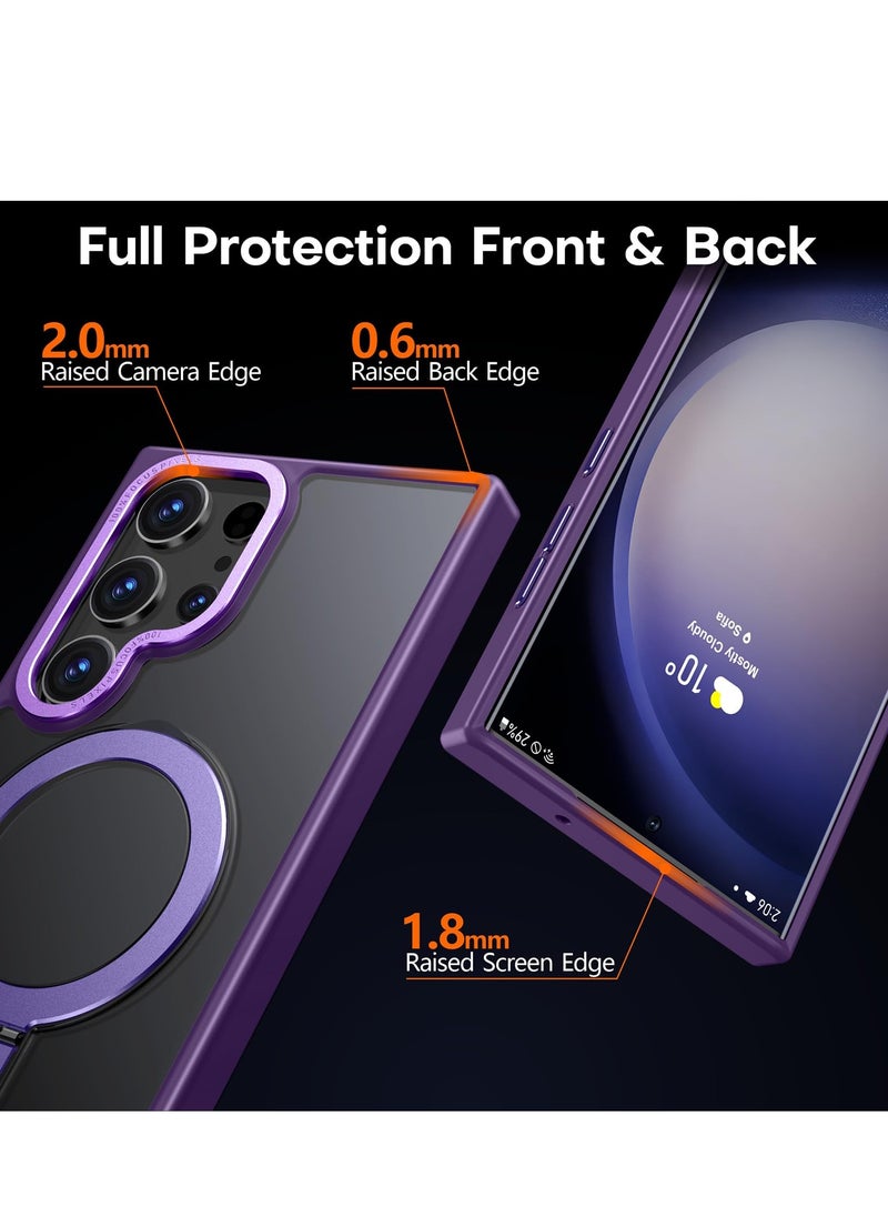 Eligo - for Samsung S23 Ultra Case, Compatible with MagSafe, Magnetic Cover with Invisible Stand, Translucent Matte Back Shockproof Case, Slim Full Protection Phone Case for Galaxy S23 Ultra 5G (Purple) - Image 1