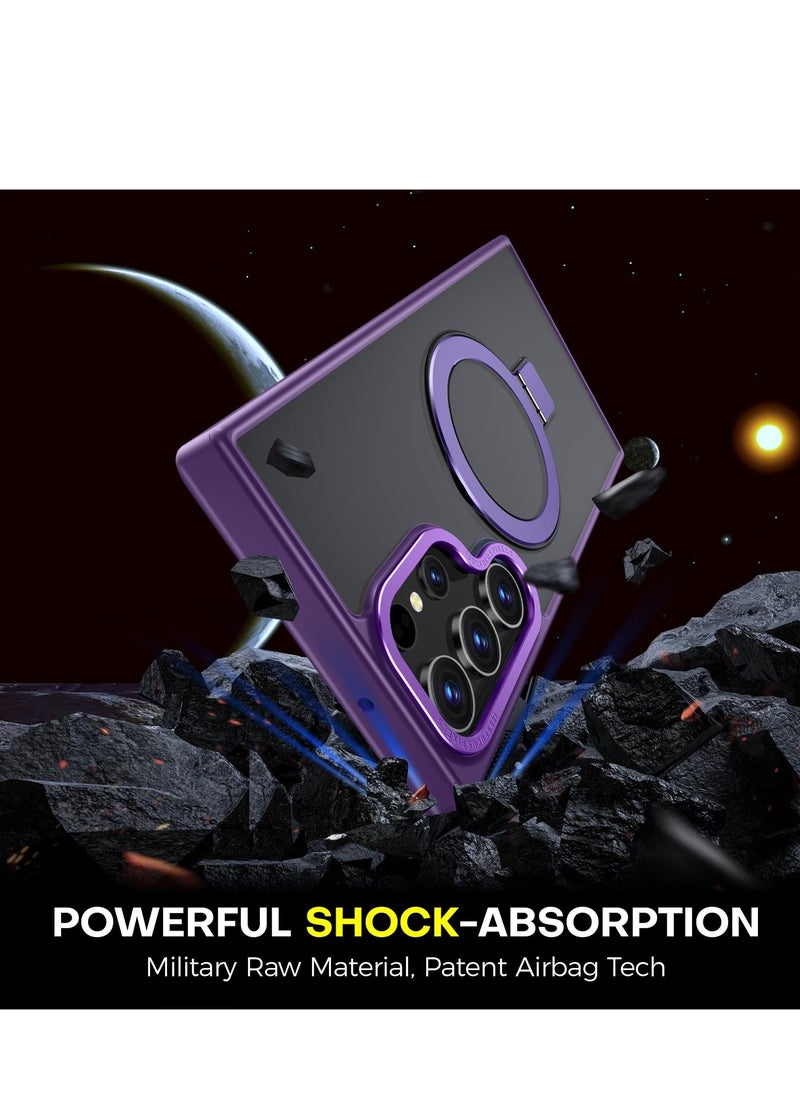 Eligo - for Samsung S23 Ultra Case, Compatible with MagSafe, Magnetic Cover with Invisible Stand, Translucent Matte Back Shockproof Case, Slim Full Protection Phone Case for Galaxy S23 Ultra 5G (Purple) - Image 1