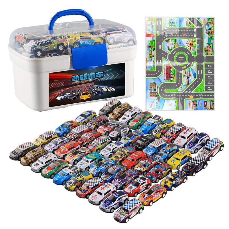 Mini Alloy Friction Car Toy Gift Set Alloy iron car 50 PCs 【plus storage box + Map】】 Alloy iron car 50 PCs 【plus storage box + Map】】