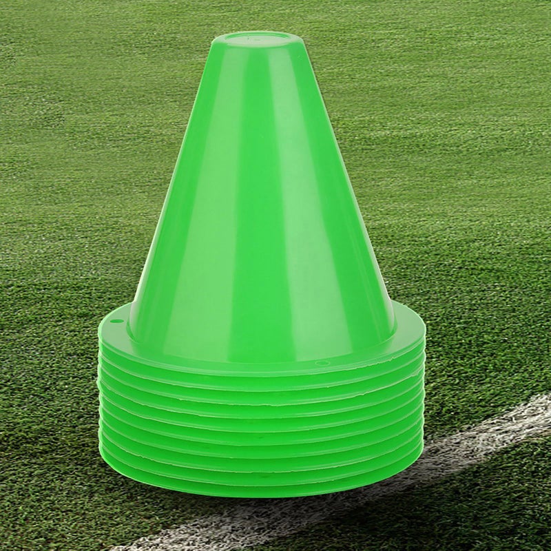 10 Pcs Green Soccer Training Cones Plastic Football Barriers with Flat Square Base - Image 3