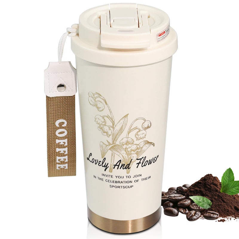 DITOSH Insulated Coffee Tumbler 17.9oz 530ml Travel Coffee Mug 316 Stainless Steel Dual Drink Openings Leakproof Lid Reusable Insulated Coffee Mug Hot and Cold Ideal Travel Mug for Coffee Lover Daily - Image 1
