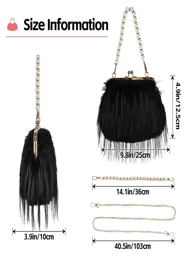 FeelfunFeather Women Clutch Purses,Fluffy Feather Evening Handbags for Wedding Party Banquet Prom Crossbody Bag, Pink - Image 4
