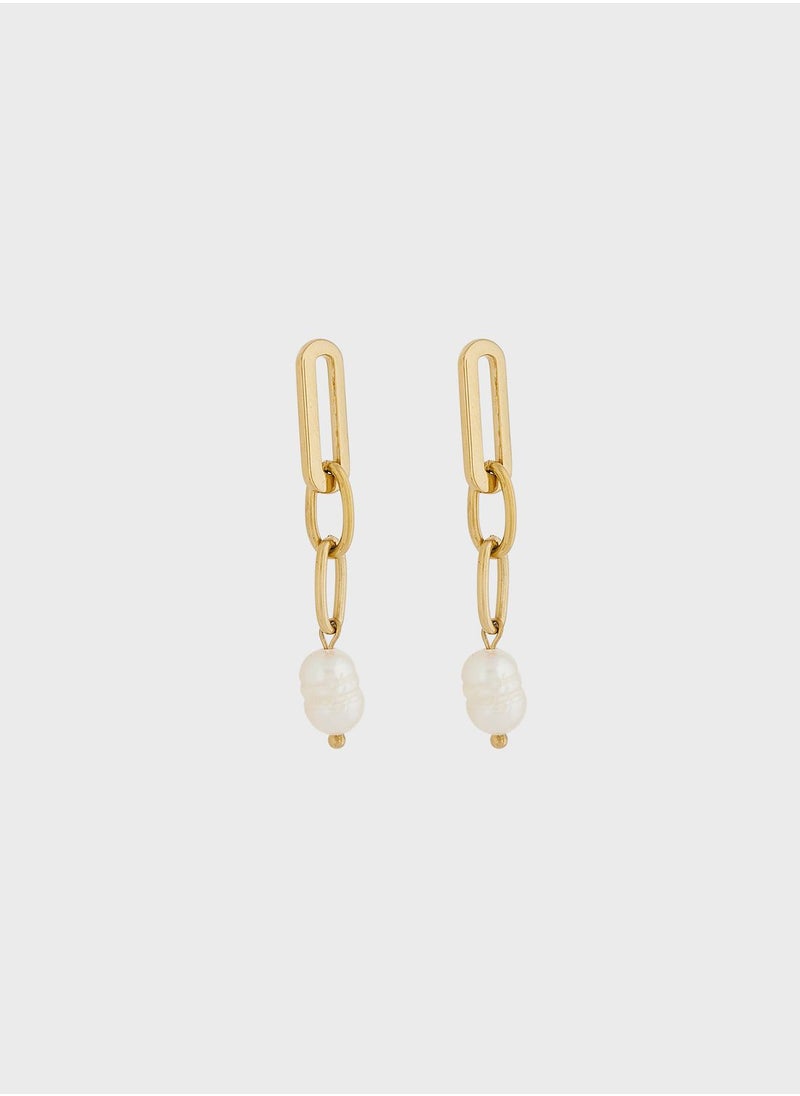 Lady Mauve GRETA LONG CHAIN PEARL EARRINGS  - Image 1