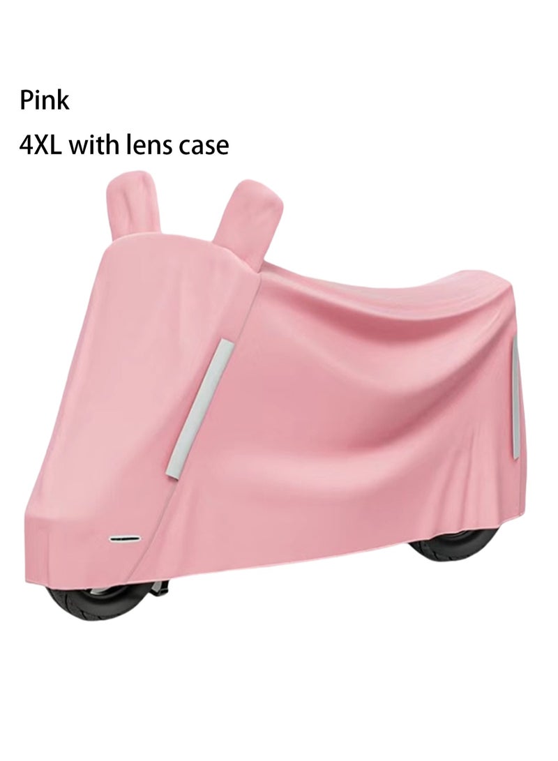 Generic 4xl Pink Bicycle Cover + Mirror Cover Waterproof Outdoor Bicycle Rain Cover Reflective Strip With Keyhole Storage Bag  - Image 1