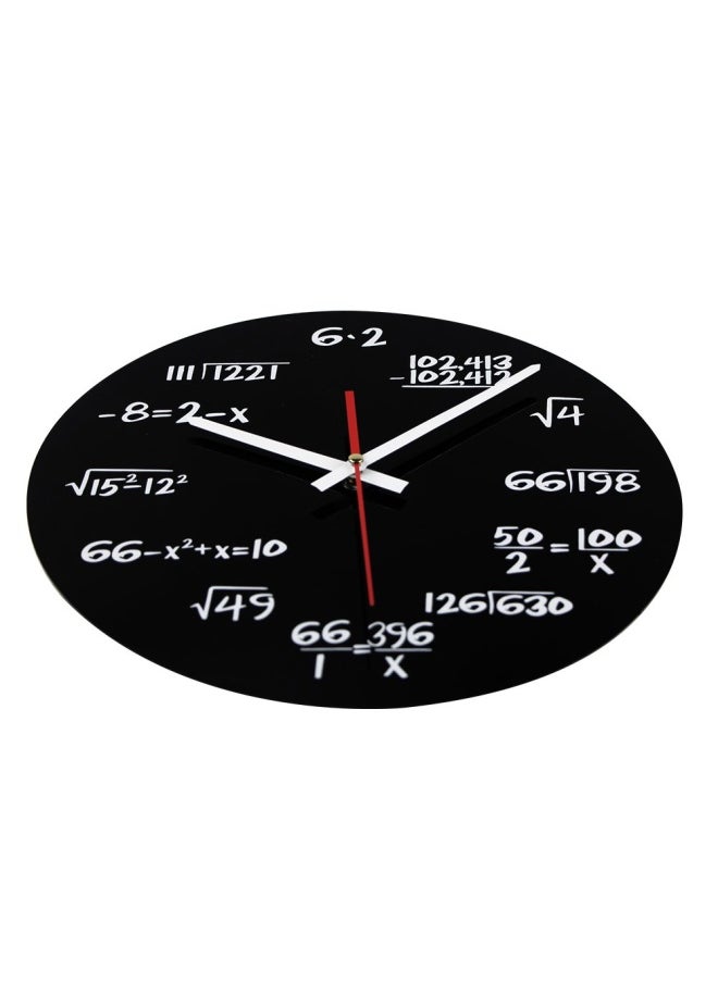 Timelike - Timelike Math Clock Unique Wall Clock Modern Design Novelty Maths Equation Clock Each Hour Marked By A Simple Math Equation Black - Image 1