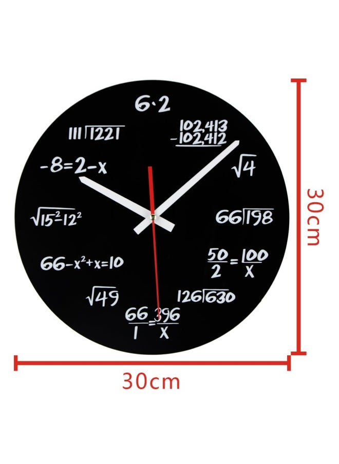 Timelike - Timelike Math Clock Unique Wall Clock Modern Design Novelty Maths Equation Clock Each Hour Marked By A Simple Math Equation Black - Image 1