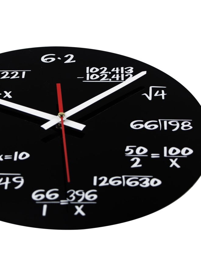 Timelike - Timelike Math Clock Unique Wall Clock Modern Design Novelty Maths Equation Clock Each Hour Marked By A Simple Math Equation Black - Image 1