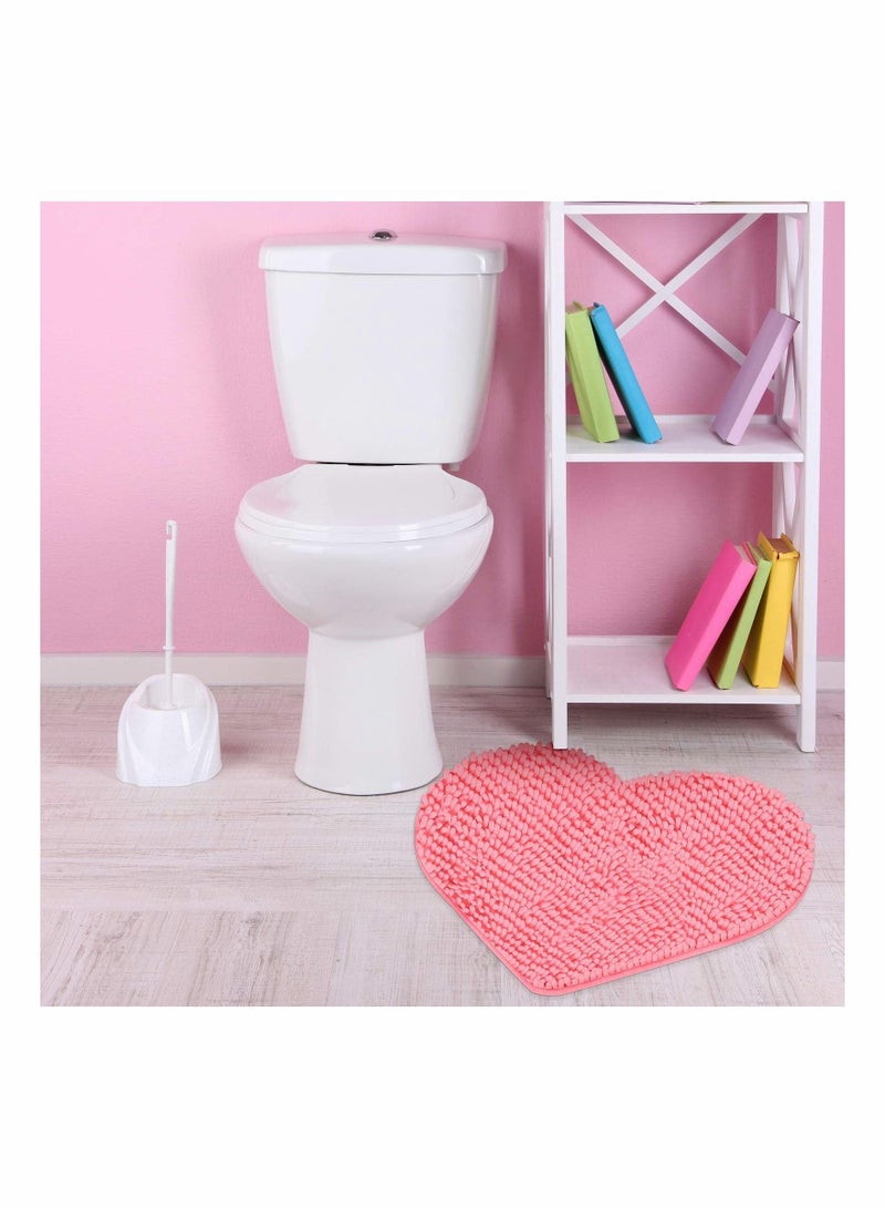 Captaintech Heart Shaped Rug Love Decorative Floor Mat Heart Shower Mat Non Slip Washable Doormat Entrance Welcome Carpet - Image 2