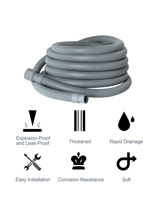 Manste Universal Washing Machine Drain Hose Extension Kit Includes 10FT Corrugated and Flexible Washing Machine Drain Hose Replacement, U-Bend Hose Holder, Extension Adapter and 4 Pieces Clamps (10) - Image 4