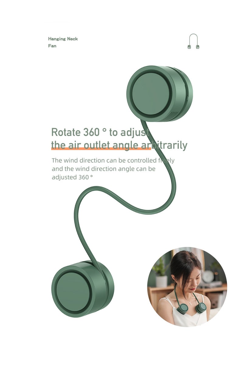 Rechargeable Heat Dissipation Lazy USB Hanging Neck Small Fan, Portable Storage Aromatherapy Hanging Neck Fan, Fan, Green - Image 1