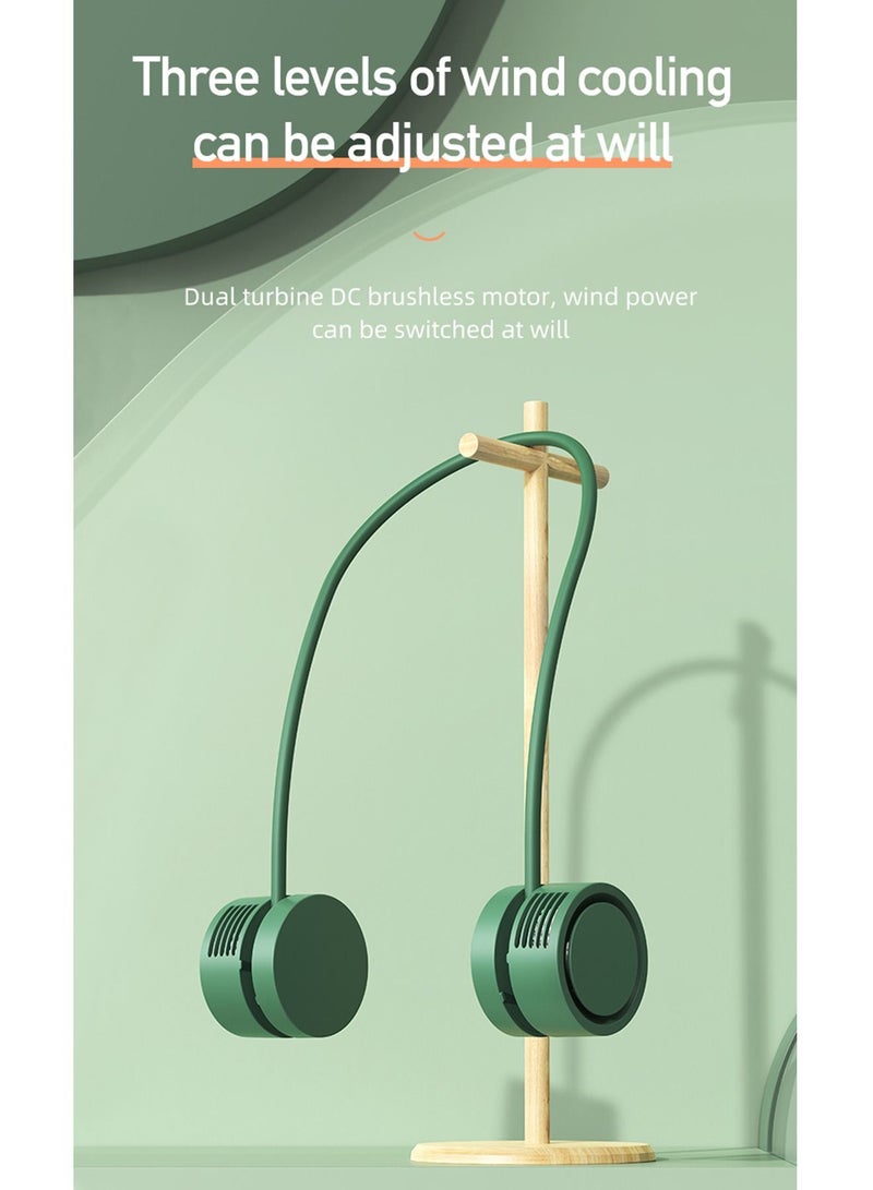 Rechargeable Heat Dissipation Lazy USB Hanging Neck Small Fan, Portable Storage Aromatherapy Hanging Neck Fan, Fan, Green - Image 3