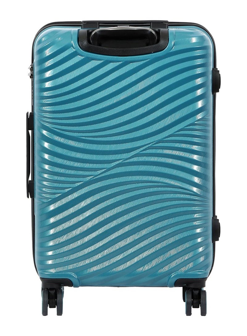 بيج ديزاين طقم حقائب سفر مودز أب مكون من 3 قطع مع عجلات دوارة بلون أزرق ستيل - Image 5