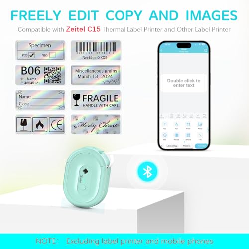 Zeitel®1 Roll Adhesive Sticker Mini Thermal Label Printer Paper Roll, Compatible with C15/P21/D11 Portable Label Maker for Office, 12x40mm, 160 Pcs/roll, No Printer Included - Image 3
