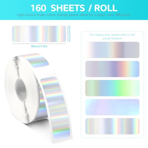 Zeitel®1 Roll Adhesive Sticker Mini Thermal Label Printer Paper Roll, Compatible with C15/P21/D11 Portable Label Maker for Office, 12x40mm, 160 Pcs/roll, No Printer Included - Image 2