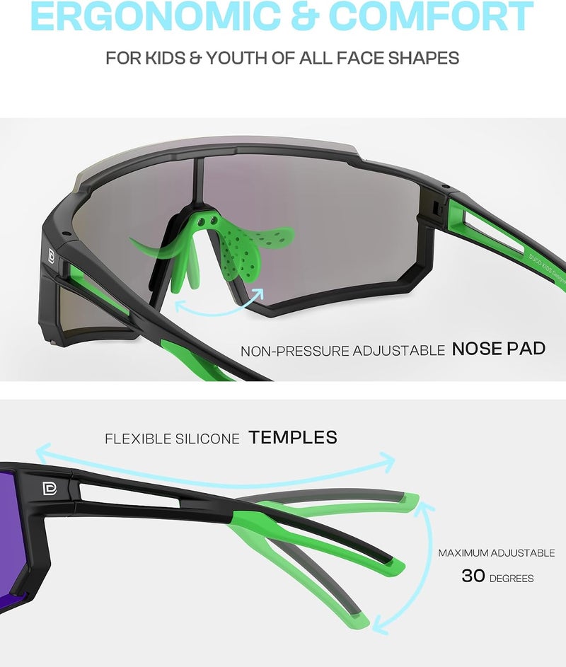 Duco Polarized Kids Sunglasses Youth Sports Cycling Shades Lightweight Frame UV400 Child Boys Girls Baseball SunGlasses DK310 - Image 5