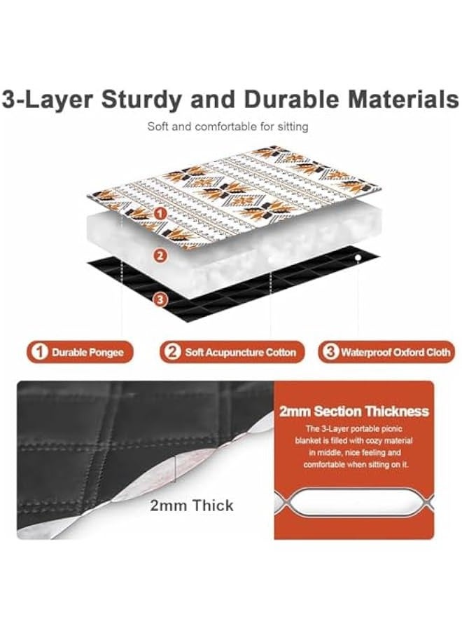 TRASSLE Picnic Blanket,200x200cm Extra Large Picnic Blanket,Waterproof and Foldable Beach Blanket,Machine Washable,for Spring Summer Camping, Park, Travel Grass - Image 4