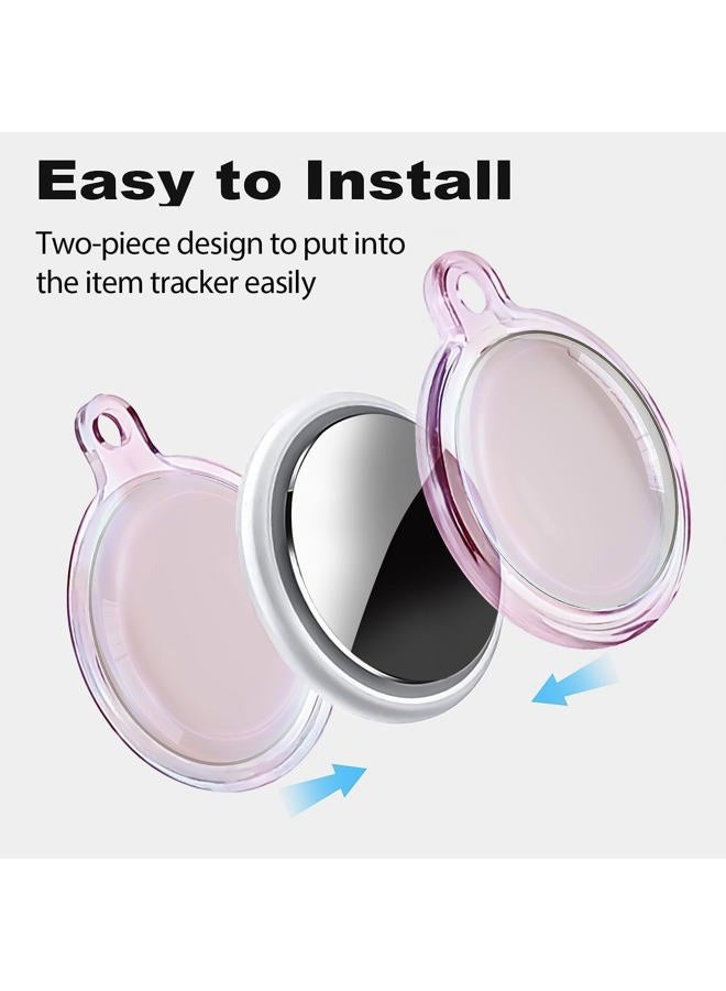 Foweroty IPX8 Waterproof for Airtag Holder, for Apple for Airtags with Keychain, for Air Tag Case for Luggage, Dog Collar, Anti-Scratch Full Protective for Air Tags Holder, Pink Colorful （2 Pack） - Image 5