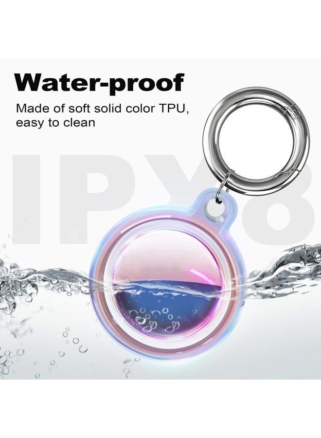 Foweroty IPX8 Waterproof for Airtag Holder, for Apple for Airtags with Keychain, for Air Tag Case for Luggage, Dog Collar, Anti-Scratch Full Protective for Air Tags Holder, Pink Colorful （2 Pack） - Image 2