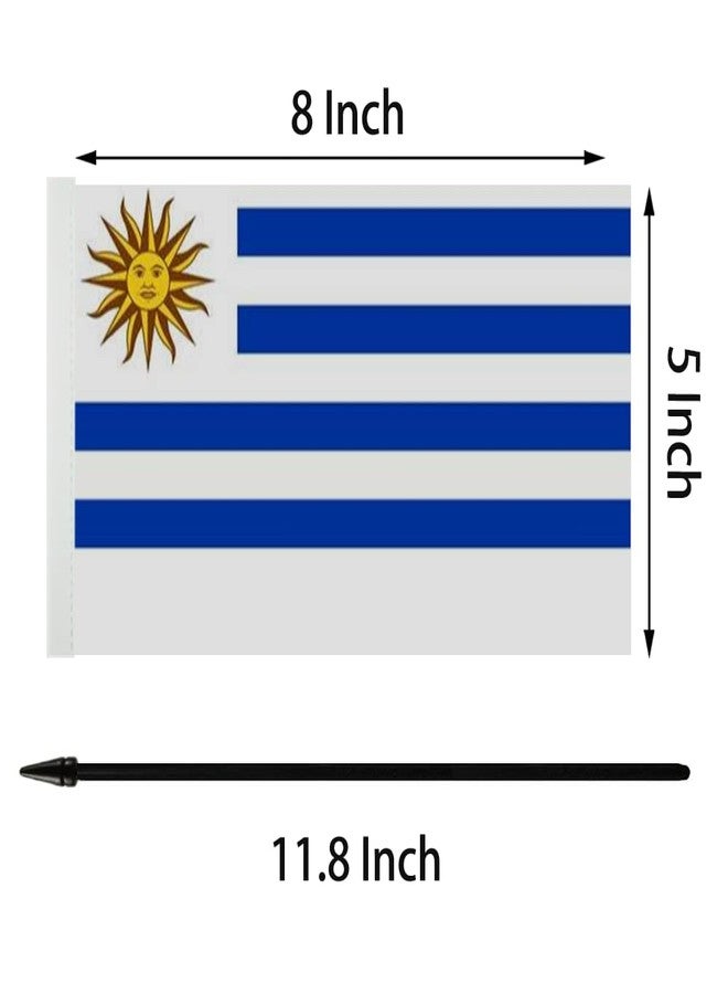 Zigvert US American & Uruguay Friendship Table Flag Display, American & Uruguay Table Flag, US & Uruguayan Twin Desk Flag Set-Miniature USA & Uruguay Desktop Flag - Image 4