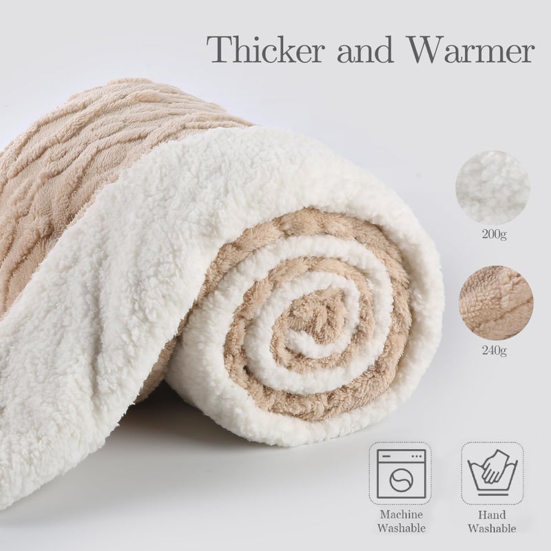 Chioky Electric Heated Blanket  3D Pattern Design  Twin Size Sherpa Super Cozy Heated Blanket With 5 Heating Levels & 10 Hours Auto Off  Beige - Image 5