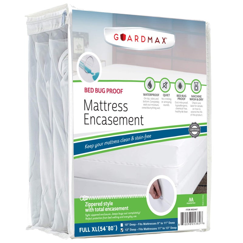 Guardmax Guardmax Jersey Knitted Full XL Zippered Mattress Encasement  Waterproof  Bed Bug Proof Mattress Protector  Comfortable Soft and Noiseless Zippered Bedding  Dust Mite P0roof 54 x 80 x 12 