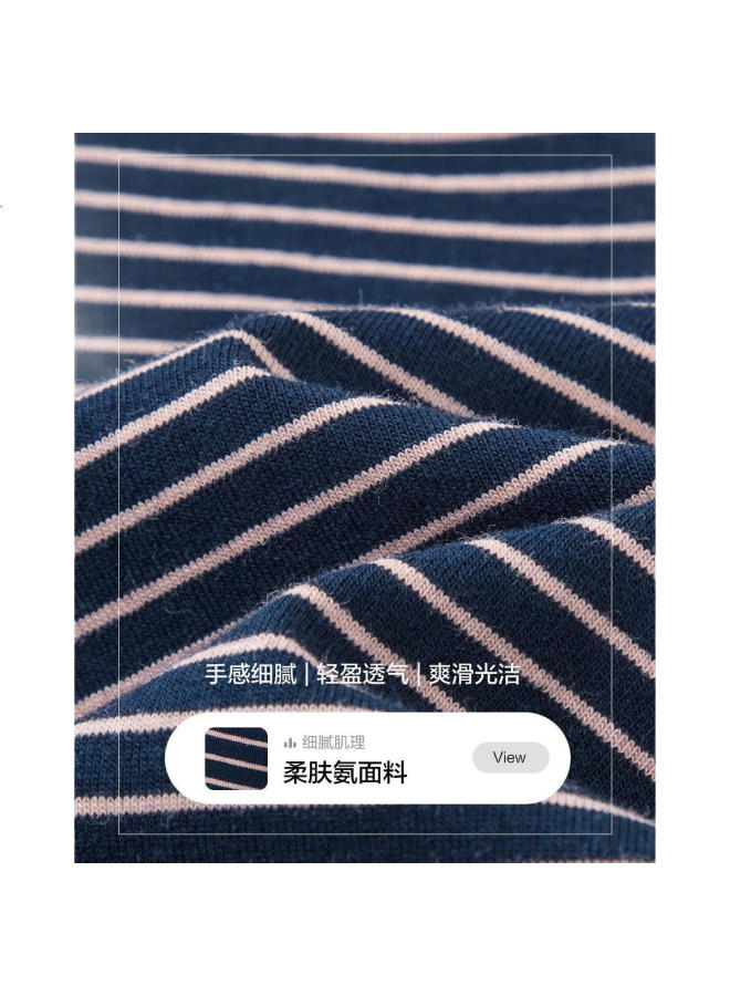 Dme Retro Summer Round Neck Striped Color Block Short Sleeve T-Shirt Women'S Fashionable Comfortable Embroidered Women'S T-Shirt Navy Blue M - Image 3