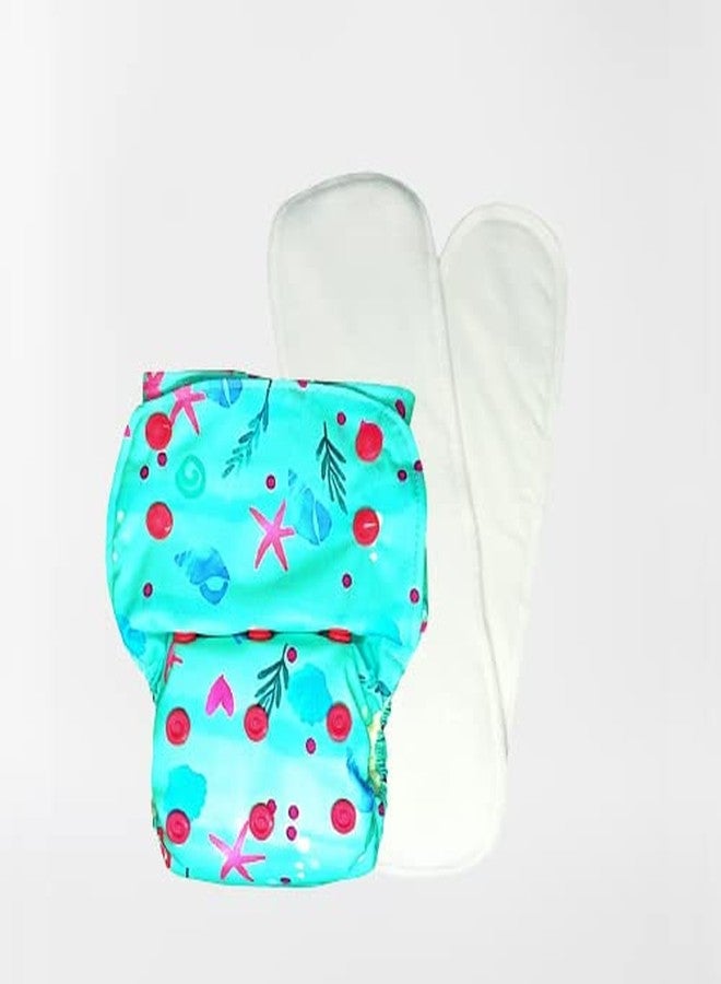 Kindermum Nano AIO Cloth Diapers - one Size diapers with 100% Organic Cotton Inserts (SeashoreNano-AIO) - Image 1