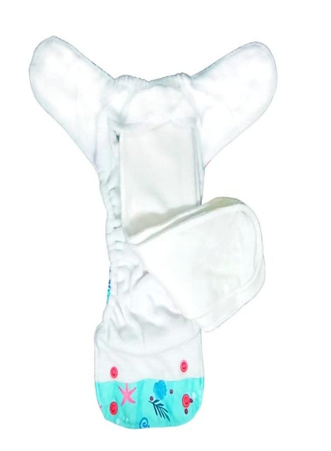 Kindermum Nano AIO Cloth Diapers - one Size diapers with 100% Organic Cotton Inserts (SeashoreNano-AIO) - Image 4