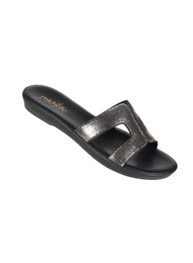 Michelle Morgan 092-2972 Michelle Morgan Ladies Flat Slip on sandals 314RC679 Pewter - Image 2