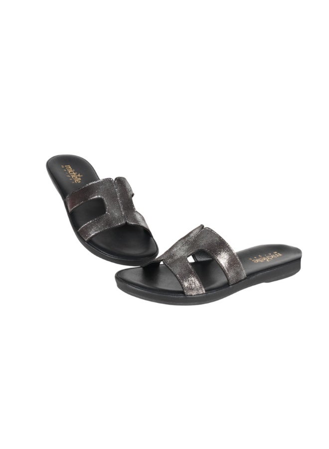 Michelle Morgan 092-2972 Michelle Morgan Ladies Flat Slip on sandals 314RC679 Pewter - Image 3