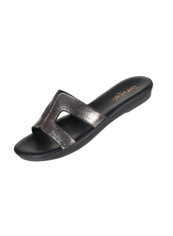 Michelle Morgan 092-2972 Michelle Morgan Ladies Flat Slip on sandals 314RC679 Pewter - Image 1