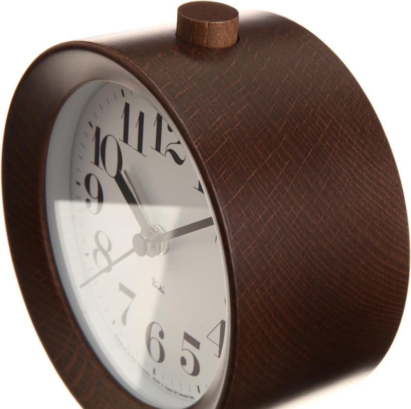 Lemnos Riki Analog Alarm Clock in Brown with High Visibility Dial - Image 2