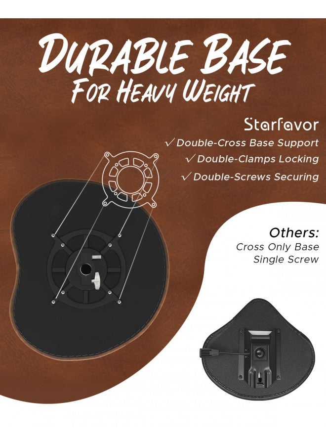 Starfavor Starfavor Drum Throne Height Adjustable Padded Seat Drum Stool, with Double Braced Anti-Slip Feet Swivel Drum Chair, Butt Shape, Brown, ST-550BR - Image 2