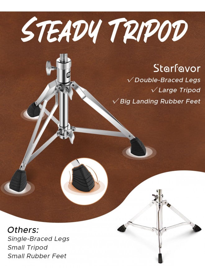 Starfavor Starfavor Drum Throne Height Adjustable Padded Seat Drum Stool, with Double Braced Anti-Slip Feet Swivel Drum Chair, Butt Shape, Brown, ST-550BR - Image 4