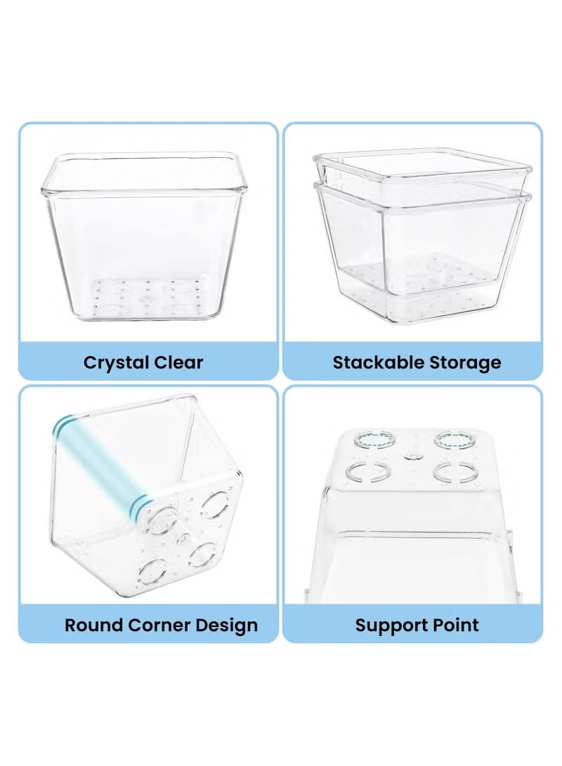 ELASAR Clear Plastic Drawer Organizers Set 25 PCS, Versatile 4-Size Storage Bins for Makeup, Bathroom Vanity, Bedroom, Kitchen Utensils, Office Supplies, Everyday Home and Office Use - Image 3