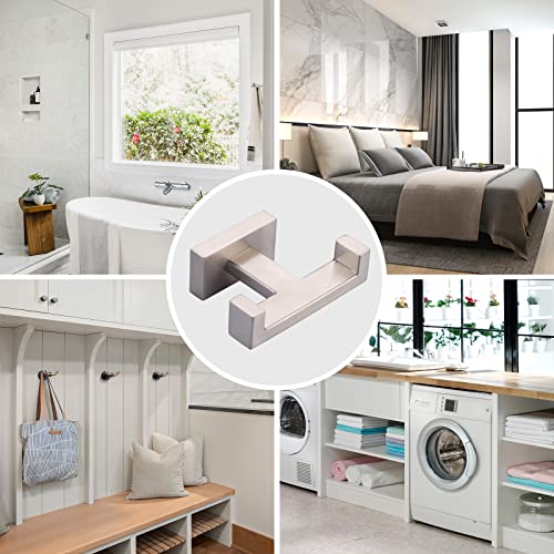 IVIGA Double Bathroom Towel Hook for Wall Mounted - Brushed Nickel Modern Towel Holder - Heavy Duty Coat Robe Hooks for Wall - Stainless Steel Shower Towel Hanger - Image 4