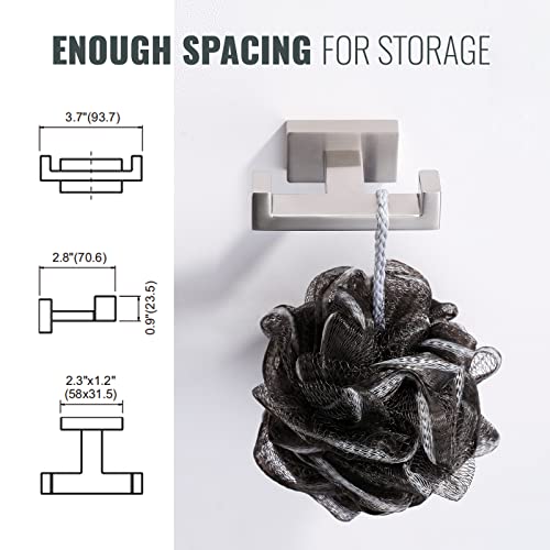 IVIGA Double Bathroom Towel Hook for Wall Mounted - Brushed Nickel Modern Towel Holder - Heavy Duty Coat Robe Hooks for Wall - Stainless Steel Shower Towel Hanger - Image 3