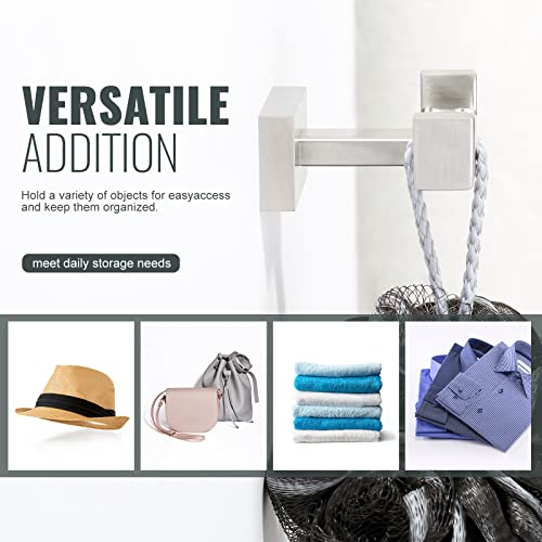 IVIGA Double Bathroom Towel Hook for Wall Mounted - Brushed Nickel Modern Towel Holder - Heavy Duty Coat Robe Hooks for Wall - Stainless Steel Shower Towel Hanger - Image 5