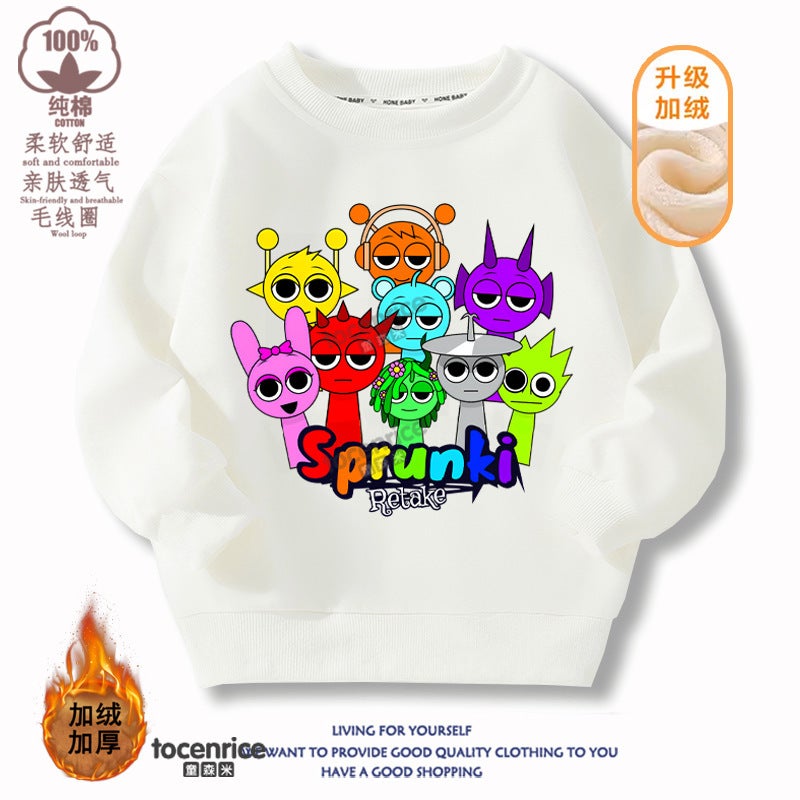Children'S Sweater Sprunki Rhythm Box Peripheral Clothes Round Neck Cotton And Velvet Top Children'S Clothing - Image 3