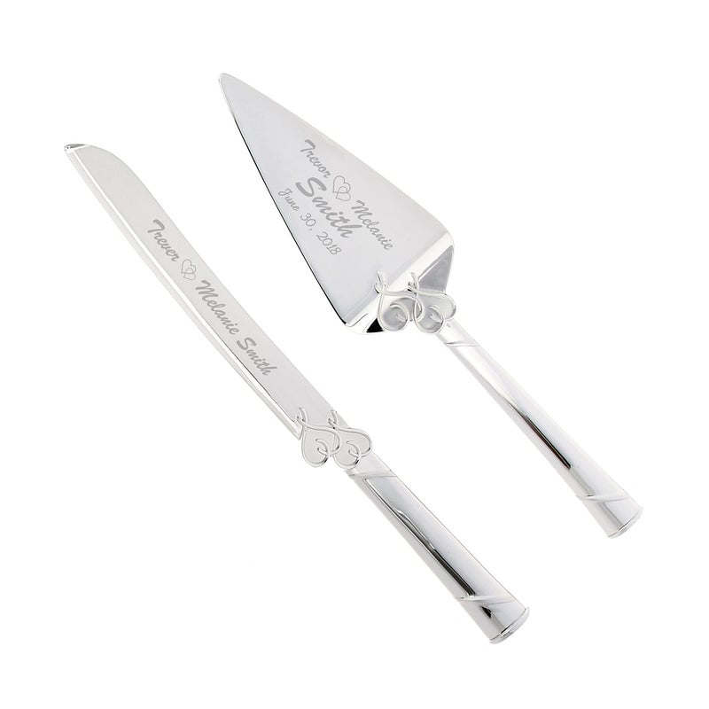 Lenox True Love Silver Personalized Wedding Cake Cutting Set Engraved Wedding Cake Knife and Server Wedding Cake Cutter