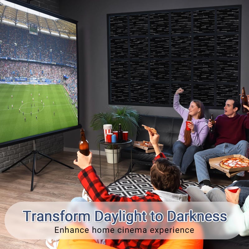 Haton Blackout Window Film, Black Out Window Cover, Sun Light Blocking Frosted Privacy for Glass Door, Heat Control Room Darkening Tint for Home Day Sleep, Non-Adhesive, Black 17.5" x 78.7" - Image 5