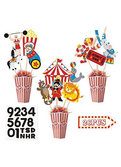26 Pieces Carnival Cutouts Party Supplies Circus Theme Birthday Party Favors Circus Animals Clown Performers Carnival Party Decoration