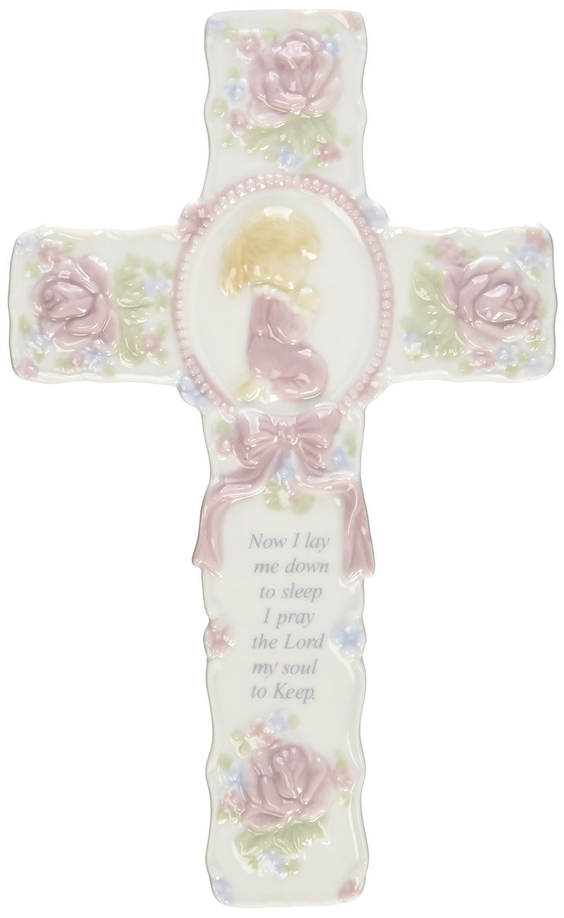 Cosmos R8015B Fine Porcelain Inspirational Cross with Praying Girl Figurine 834Inch