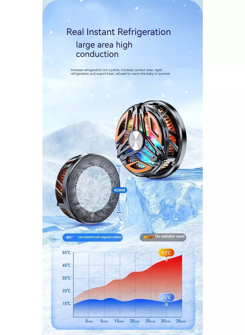 GT31 Mobile Phone Radiator Cooler – Semiconductor Magnetic Dual-Cooling Fan with RGB Ambient Lights, 5000RPM Silent Operation, Universal for iPhone/Android/Tablets, Ideal for Gaming & Live Streaming - Image 3