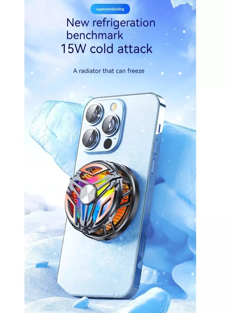 GT31 Mobile Phone Radiator Cooler – Semiconductor Magnetic Dual-Cooling Fan with RGB Ambient Lights, 5000RPM Silent Operation, Universal for iPhone/Android/Tablets, Ideal for Gaming & Live Streaming - Image 5