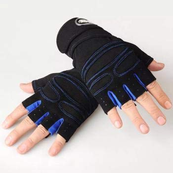 Alexvyan 1 Pair Blue Protective Half Finger Hand Riding, Cycling, Bike Motorcycle Gym Gloves for Men, Universal Size - Image 2