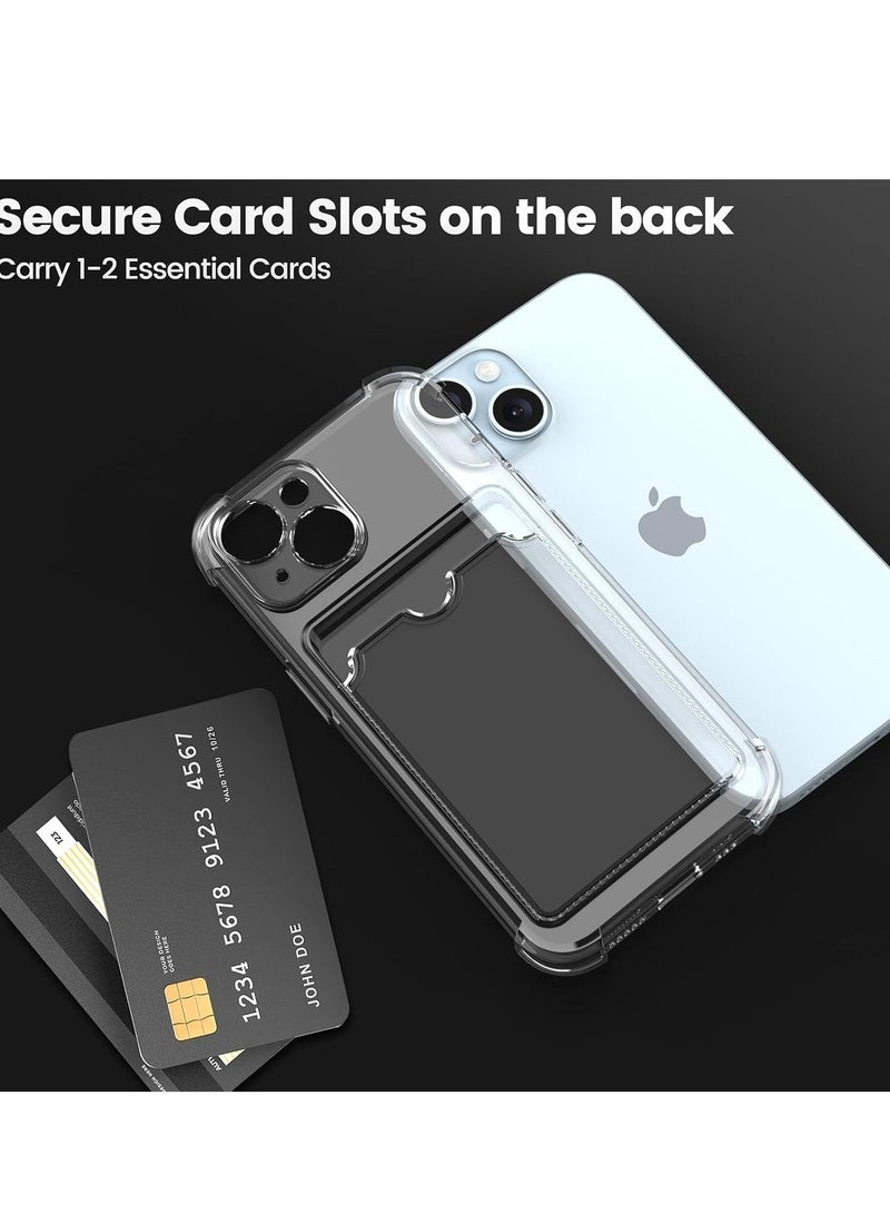 iPhone 15 6.1-Inch Case Clear Card Holder Back Wallet Crystal Transparent Soft TPU Shockproof Bumper Corner Drop Protection Phone Case Cover With Camera Lens Protection - Transparent - Image 4